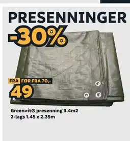 Megaflis Greenit presenning 3.4m2 2-lags 1.45 x 2.35m tilbud