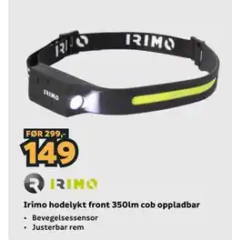 Megaflis Irimo hodelykt front 350lm cob oppladbar tilbud