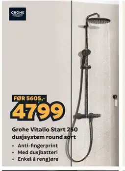 Megaflis Grohe Vitalio Start 250 dusjsystem round sort tilbud