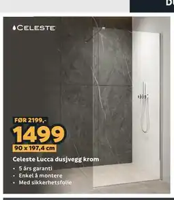 Megaflis Celeste Lucca dusjvegg krom tilbud