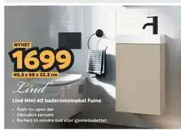 Megaflis Lind Mini 40 baderomsmøbel Fume tilbud