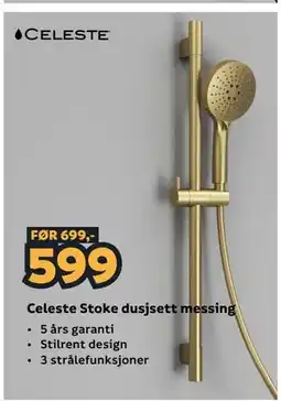 Megaflis Celeste Stoke dusjsett messing tilbud