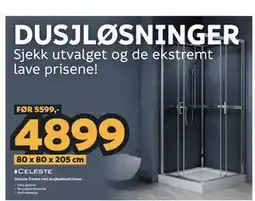 Megaflis Celeste Trento rett dusjkabinett krom tilbud