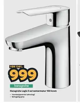 Megaflis Hansgrohe Logis E servantarmatur 100 krom tilbud
