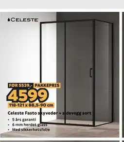 Megaflis Celeste Fasto skyvedør + sidevegg sort tilbud