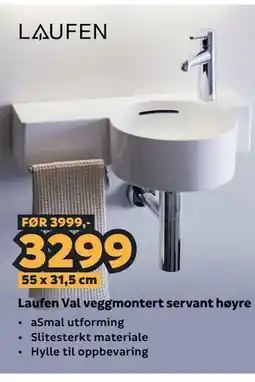 Megaflis Laufen Val veggmontert servant høyre tilbud