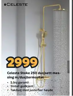 Megaflis Celeste Stoke 250 dusjsett messing m/dusjtermostat tilbud