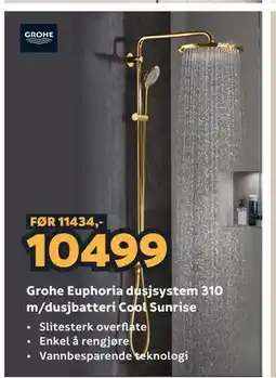 Megaflis Grohe Euphoria dusjsystem 310 m/dusjbatteri Cool Sunrise tilbud