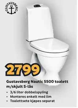 Megaflis Gustavsberg Nautic 5500 toalett m/skjult S-lås tilbud