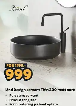 Megaflis Lind Design servant Thin 300 matt sort tilbud