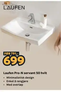 Megaflis Laufen Pro-N servant 50 hvit tilbud