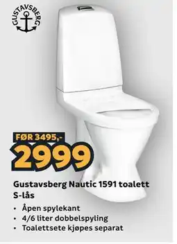 Megaflis Gustavsberg Nautic 1591 toalett S-lås tilbud