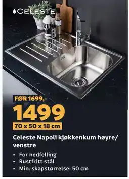 Megaflis Celeste Napoli kjøkkenkum høyre/ venstre tilbud