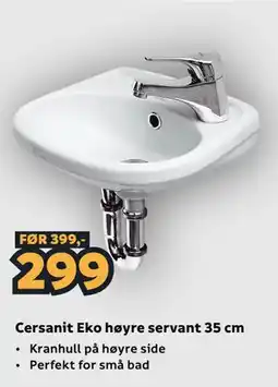 Megaflis Cersanit Eko høyre servant 35 cm tilbud