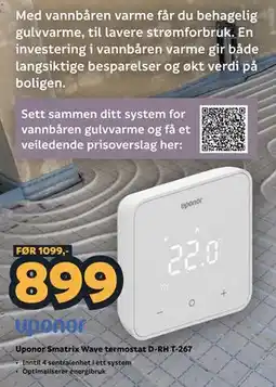 Megaflis Uponor Smatrix Wave termostat D-RH T-267 tilbud