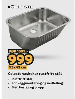 Megaflis Celeste vaskekar rustfritt stål tilbud