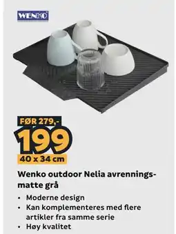 Megaflis Wenko outdoor Nelia avrenningsmatte grå tilbud