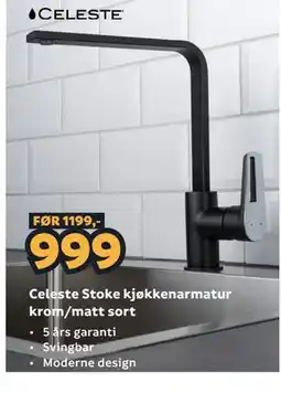 Megaflis Celeste Stoke kjøkkenarmatur krom/matt sort tilbud