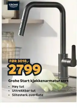 Megaflis Grohe Start kjøkkenarmatur sort tilbud