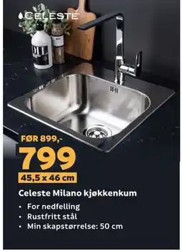 Megaflis Celeste Milano kjøkkenkum tilbud
