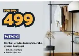 Megaflis Wenko Hercules åpent garderobesystem basic sort tilbud