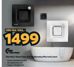 Megaflis Thermex Silent One 100 baderomsvifte hvit/sort tilbud