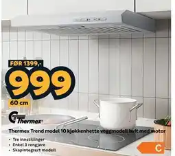 Megaflis Thermex Trend model 10 kjøkkenhette veggmodell hvit med motor tilbud