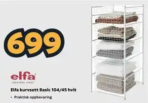 Megaflis Elfa kurvsett Basic 104/45 hvit tilbud