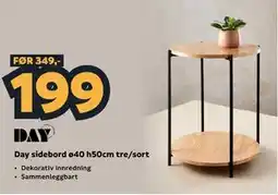 Megaflis Day sidebord ø40 h50cm tre/sort tilbud