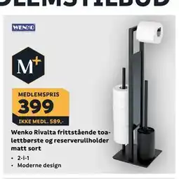 Megaflis Wenko Rivalta frittstående toalettbørste og reserverullholder matt sort tilbud