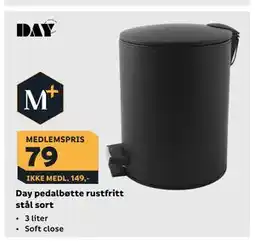 Megaflis Day pedalbøtte rustfritt stål sort tilbud