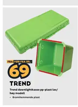 Megaflis Trend downlightkasse pp-plast lav/ høy modell tilbud