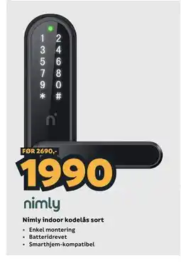 Megaflis Nimly indoor kodelås sort tilbud