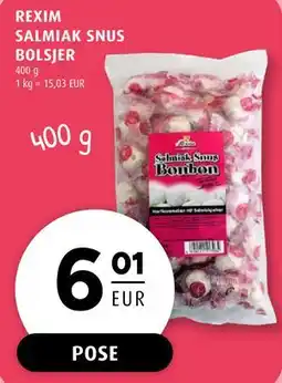 Scandinavian Park REXIM SALMIAK SNUS BOLSJER, EUR 6.01 tilbud