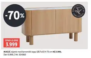 MAGIC skjenk med keramikk topp 128.7x43 H 73 cm