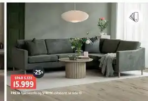FREJA hjørnesofa og STRYN sofabord