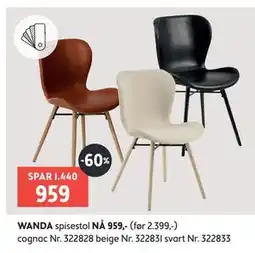 Bohus WANDA spisestol tilbud