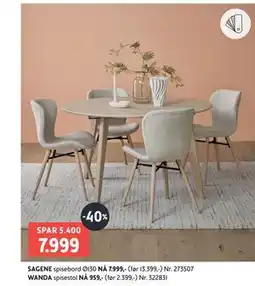 Bohus SAGENE spisebord Ø130 tilbud
