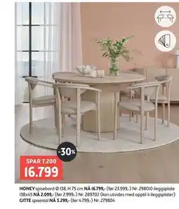 Bohus HONEY spisebord Ø 138, H 75 cm tilbud