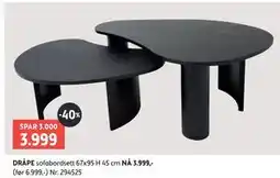 Bohus DRÅPE sofabordsett 67x95 H 45 cm tilbud