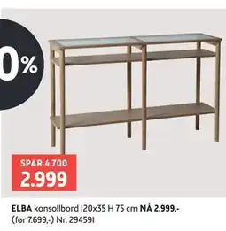 Bohus ELBA konsollbord 120x35 H 75 cm tilbud