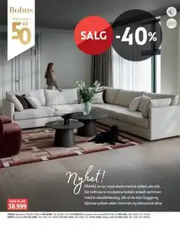 Bohus FRAME hjørnesofa 332x105, H 85 cm tilbud