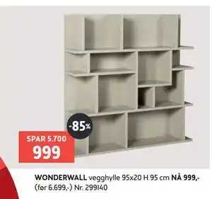 WONDERWALL vegghylle 95x20 H 95 cm