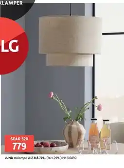 Bohus LUND taklampe Ø45 tilbud