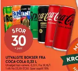 Coop Mega UTVALGTE BOKSER FRA COCA-COLA 0,33 L tilbud