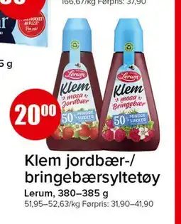Spar Klem jordbær-/bringebærsyltetøy tilbud
