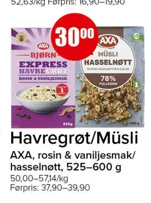 Spar Havregrøt/Müsli tilbud