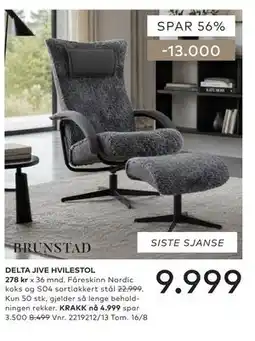 Skeidar DELTA JIVE HVILESTOL tilbud