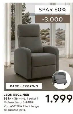 Skeidar LEON RECLINER tilbud