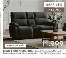 Skeidar DENVER 2-SETER TV-SOFA tilbud